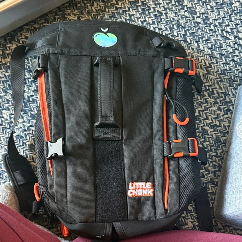 Little Chonk Black and Orange Dog Carrier Backpack